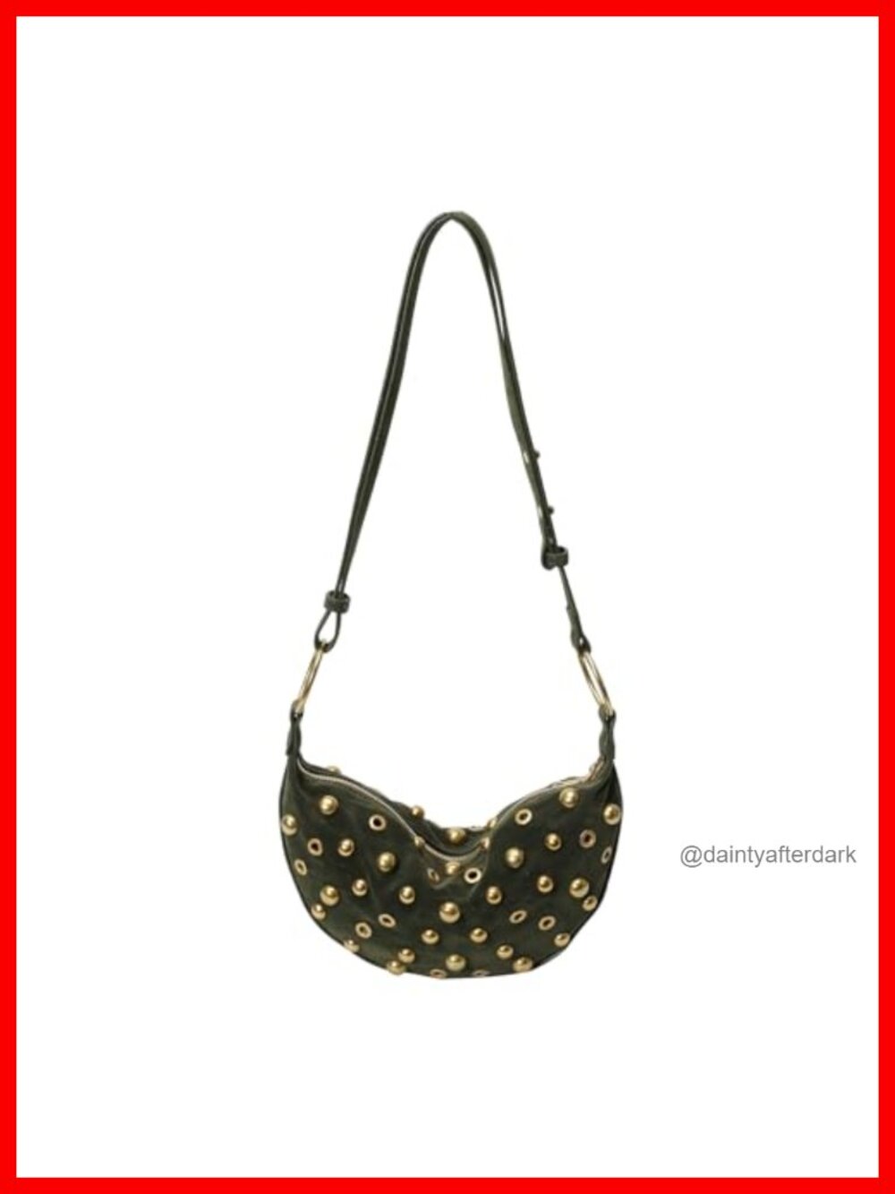 Studded Hobo Bag Faux Suede Shoulder Purse Y2K Crescent Handbag
